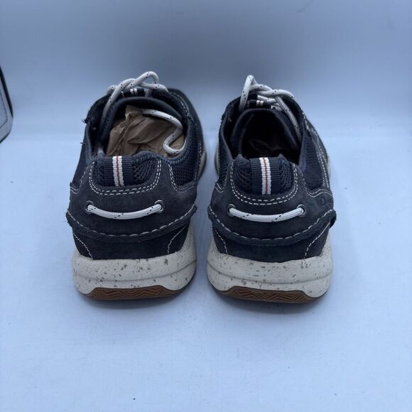 CLARKS Allston Edge Mens Leather Boat Shoe Navy Nubuck 9M Marine Blue lace up - Picture 4 of 8